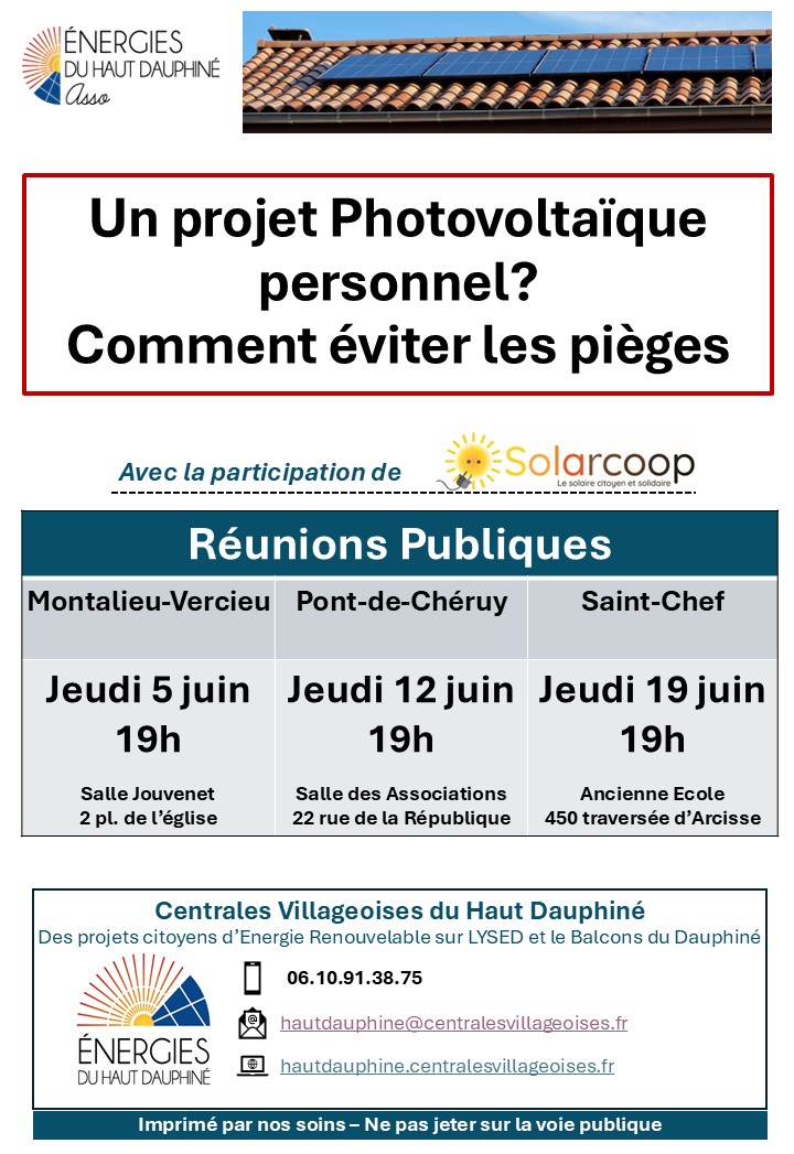 Réunions Publiques les 5, 12 et 19 juin